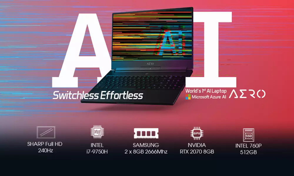 Лаптоп GIGABYTE AERO 15 CLASSIC XA 15.6", FHD 240Hz ,Intel&reg; Core&trade; i7-9750H, 16GB, M.2. 512GB, RTX2070, Windows 10 Pro