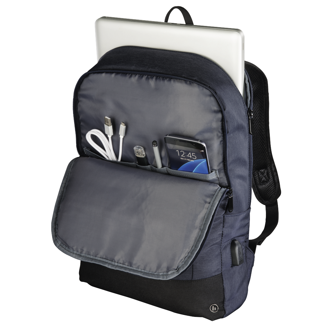 Раница за лаптоп HAMA Manchester, до 40 см, 15.6", с изведен USB порт, синя