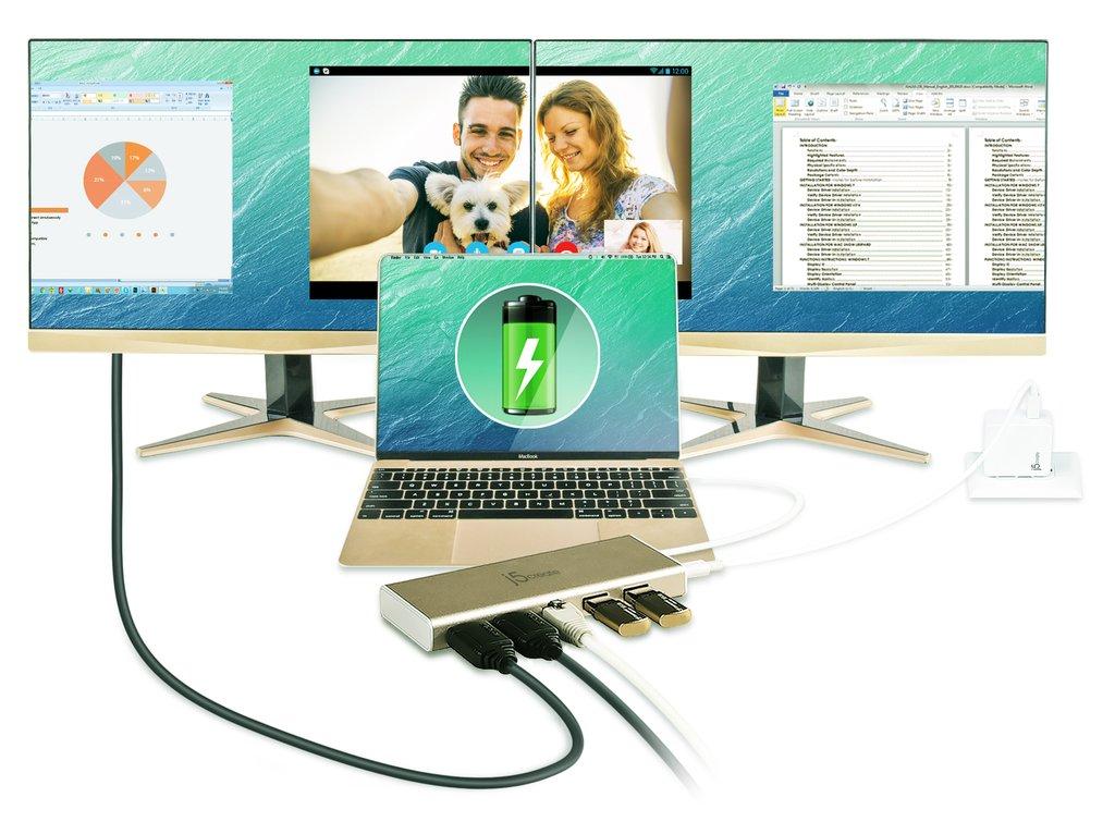 Докинг станция j5 create JCD381, USB-C - 2x HDMI/USB 3.1/PD 2.0/LAN