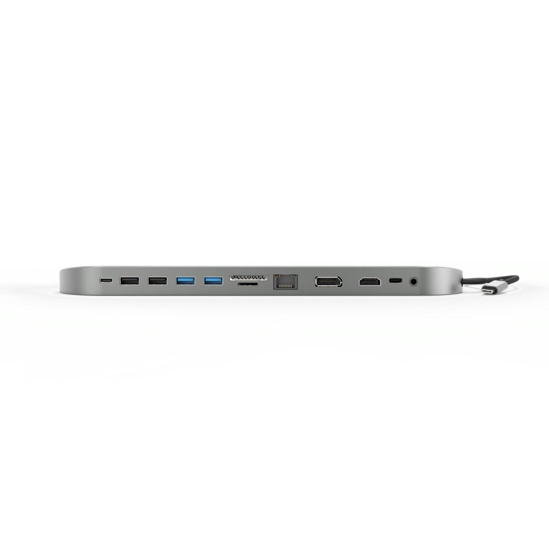Докинг станция 12 в 1 HAMA 135761, USB, HDMI™, DP, LAN, SD, microSD, Jack, Сив