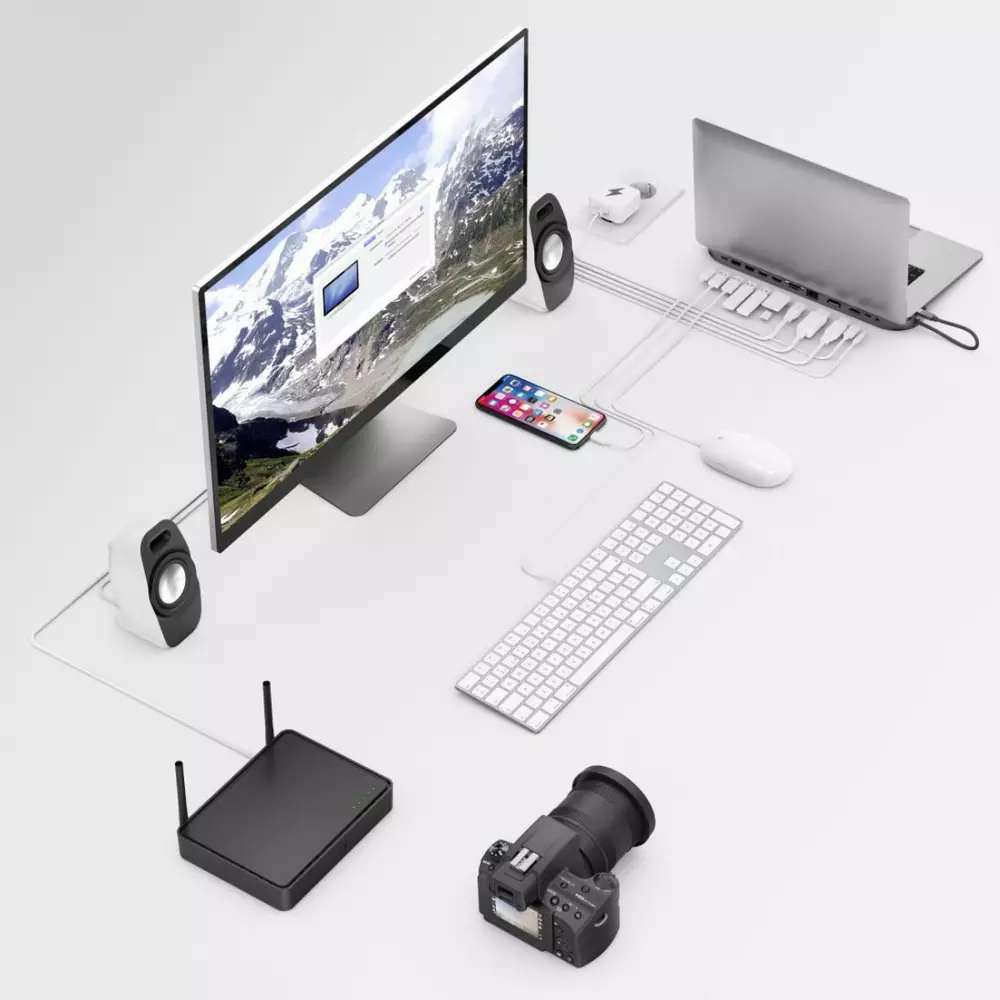 Докинг станция 12 в 1 HAMA 135761, USB, HDMI&trade;, DP, LAN, SD, microSD, Jack, Сив