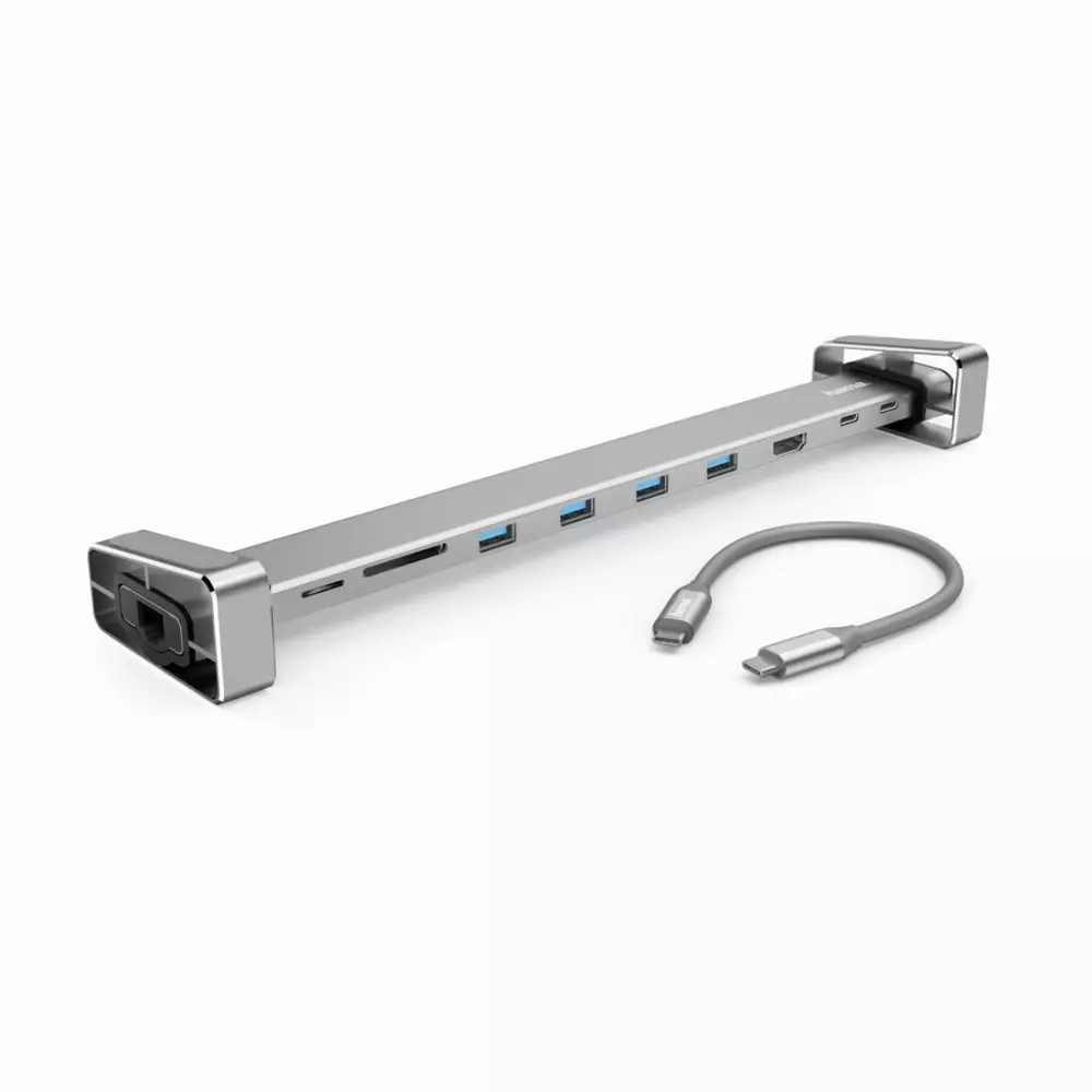 Докинг станция 9 в 1 HAMA 135765, 4 x USB-A, USB-C, HDMI™, LAN, SD, microSD, Сив