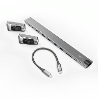 Докинг станция 9 в 1 HAMA 135765, 4 x USB-A, USB-C, HDMI&trade;, LAN, SD, microSD, Сив
