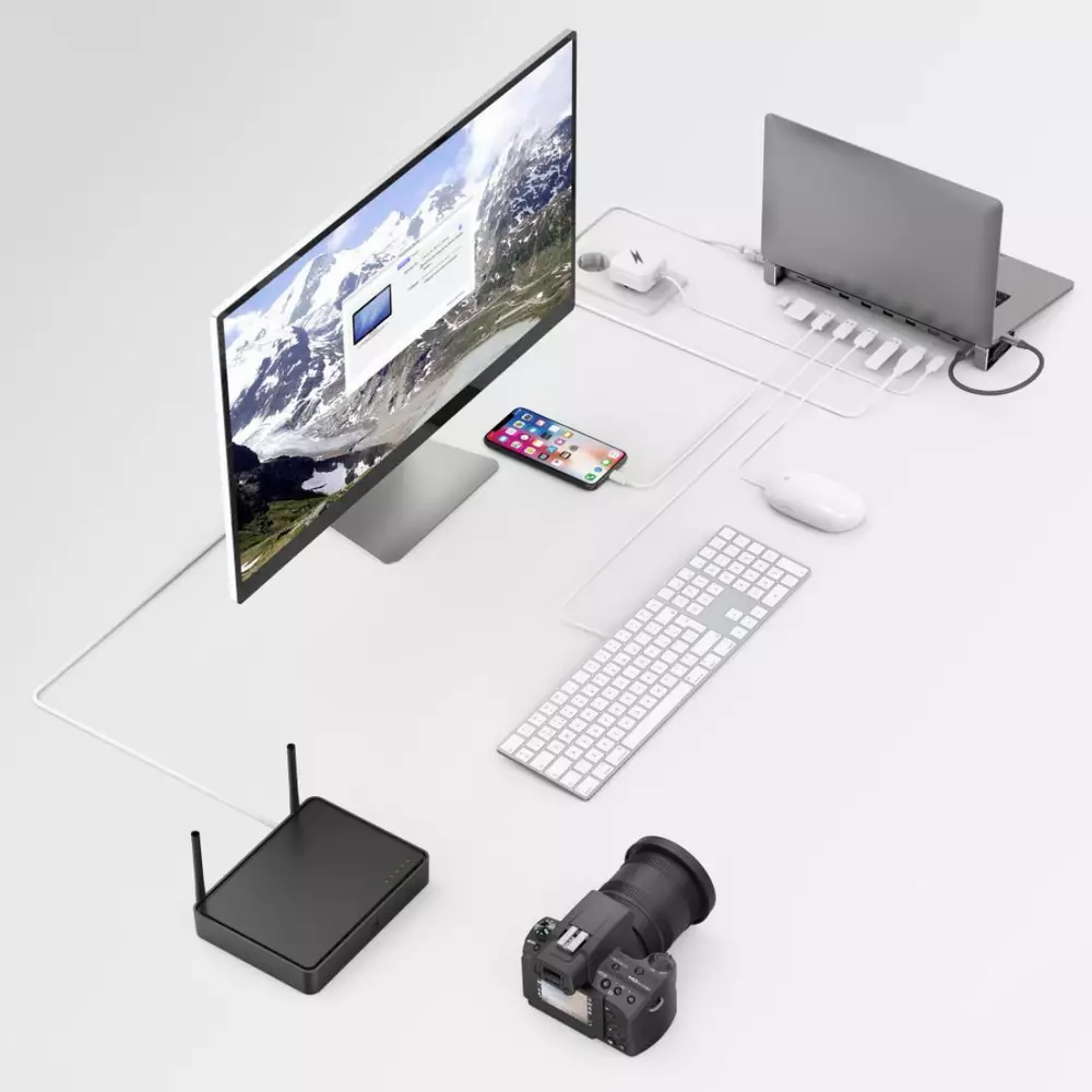 Докинг станция 9 в 1 HAMA 135765, 4 x USB-A, USB-C, HDMI&trade;, LAN, SD, microSD, Сив