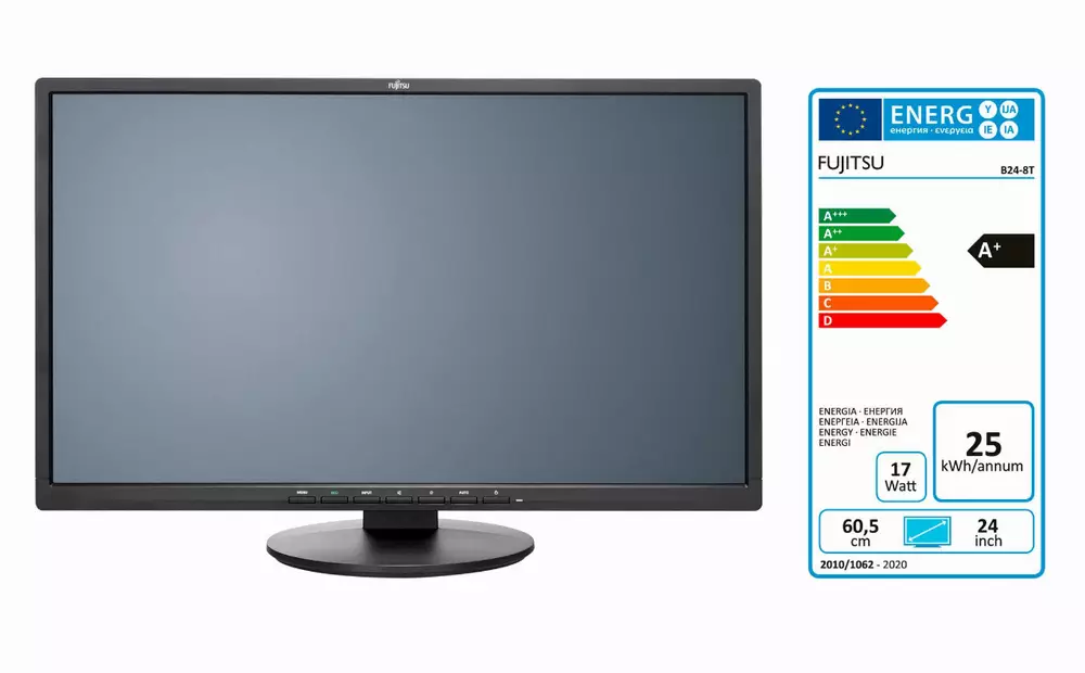 Монитор FUJITSU E24-8 TS Pro, IPS, 23.8 inch, Wide, Full HD, DVI, VGA, DisplayPort, Черен