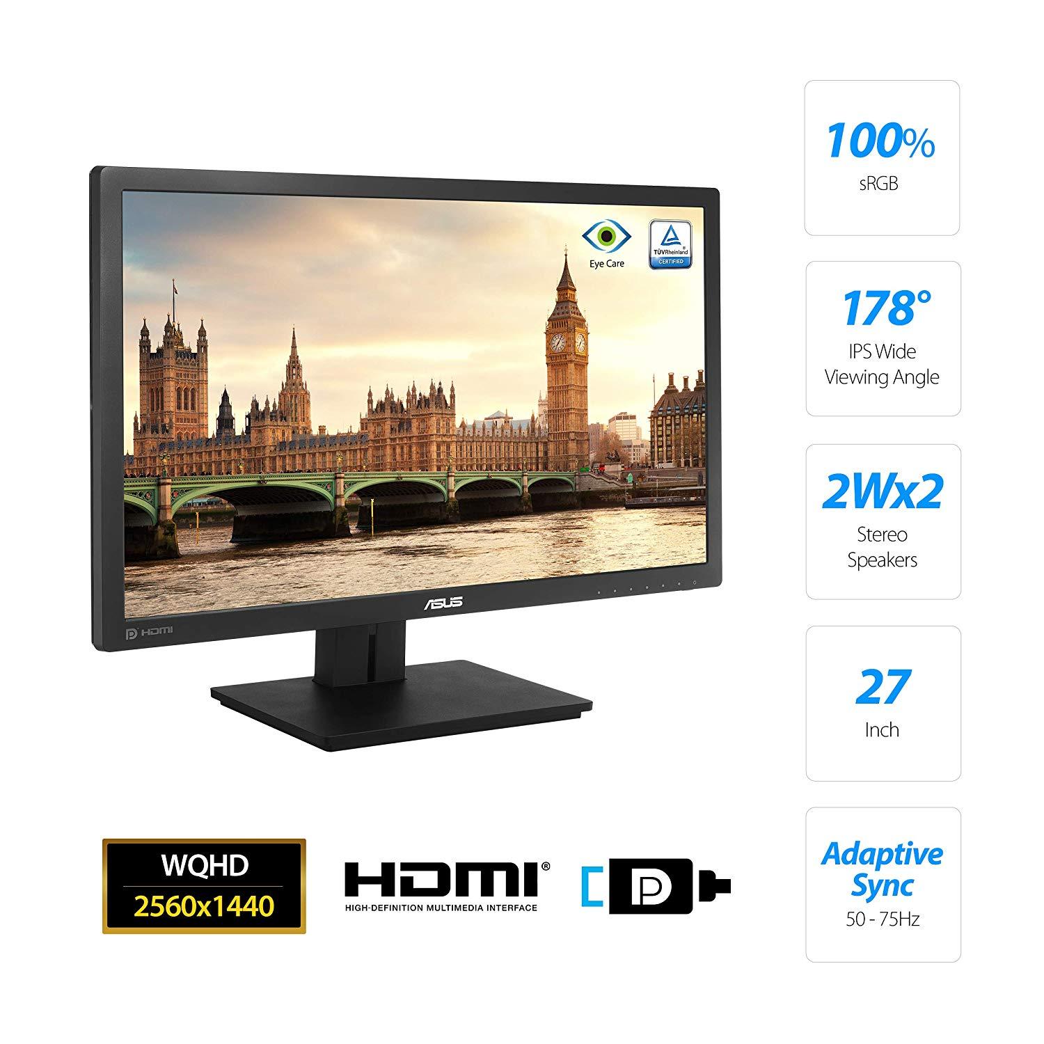 Монитор ASUS PB278QV 27", WQHD (2560x1440), IPS, 75Hz, 5ms, 100% sRGB, Adaptive-Sync