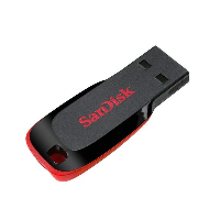 USB памет SanDisk Cruzer Blade, 128GB, USB 2.0, Черен/Червен