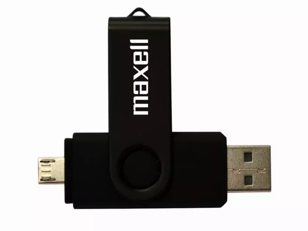 USB памет MAXELL DUAL, USB 2.0, 32GB, Черен