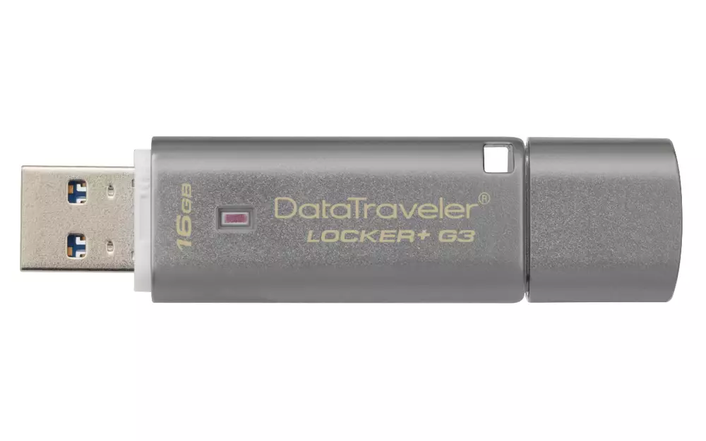 USB памет KINGSTON DataTraveler Locker+ G3, 16GB, USB 3.0, хардуерно криптиране, Сребрист
