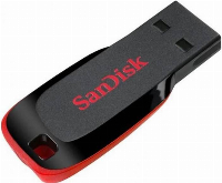 USB памет SanDisk Cruzer Blade, 64GB, USB 2.0, Черен-Червен