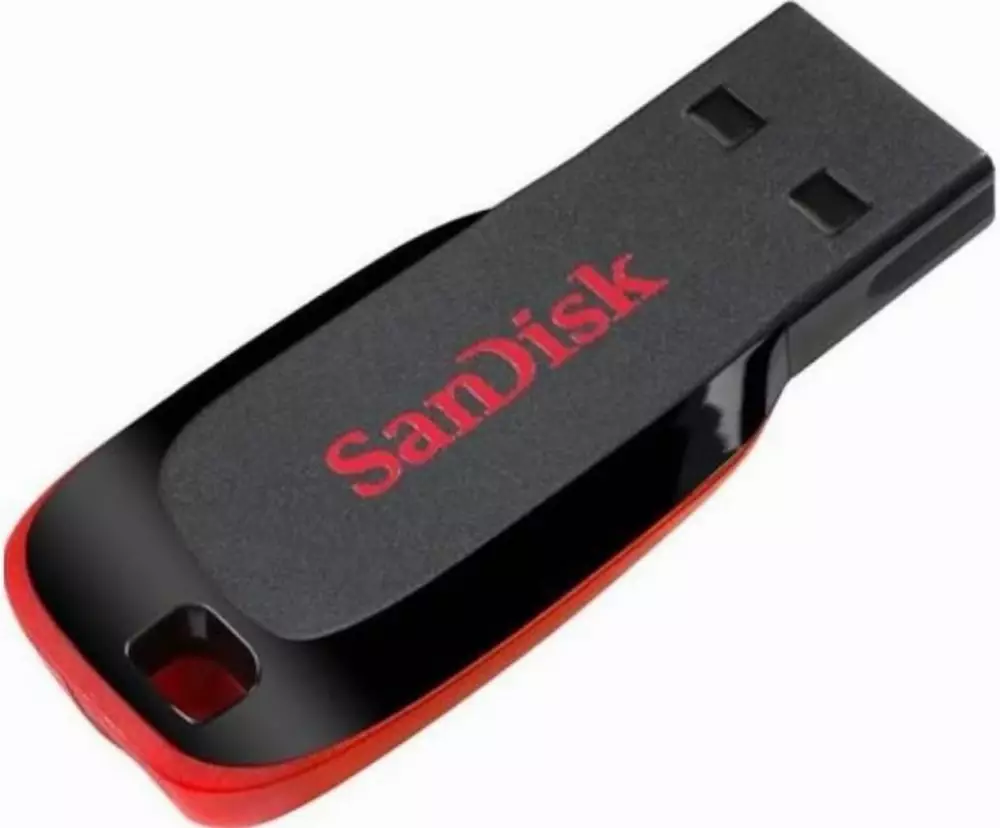 Memoria USB SanDisk Cruzer Blade, 64GB, USB 2.0, Negro-Rojo