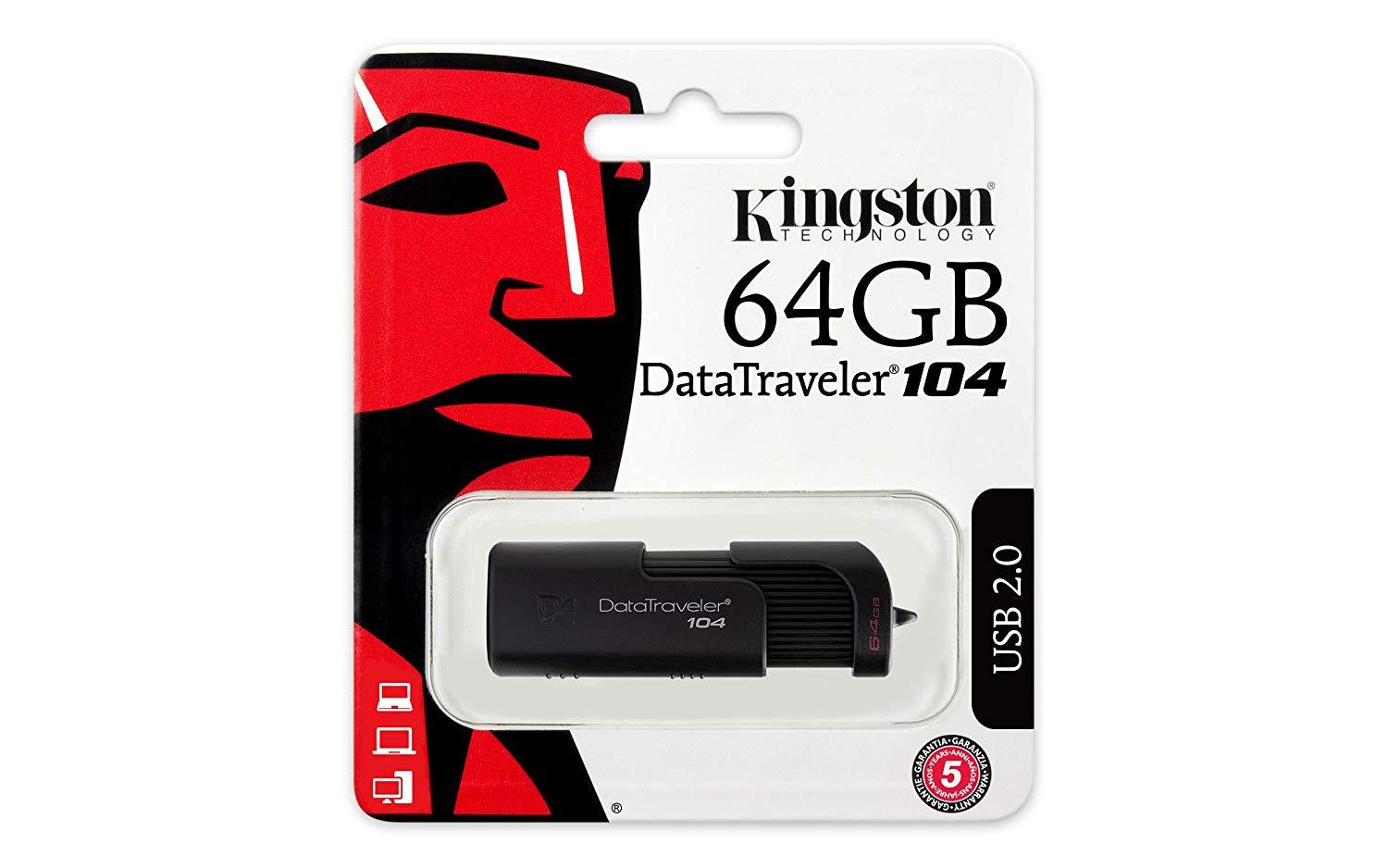 USB памет KINGSTON DataTraveler 104, 64GB, USB 2.0, Черен