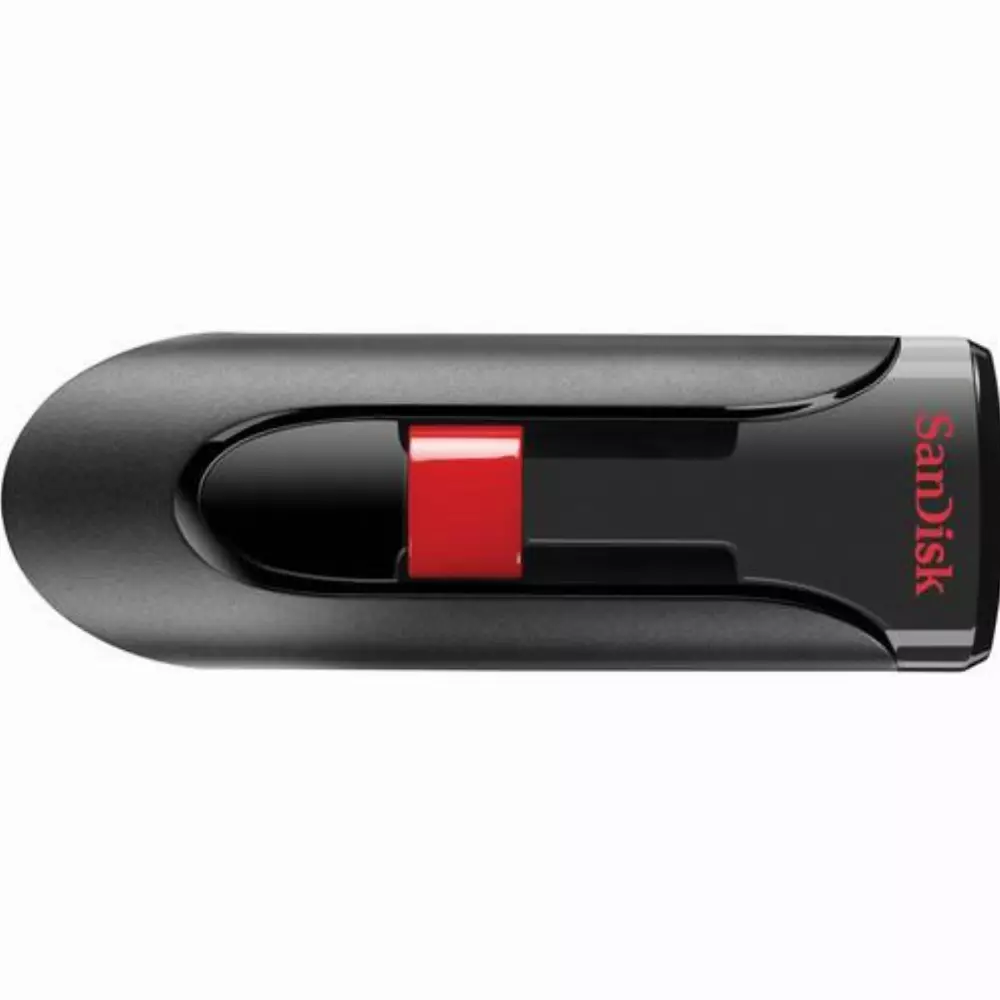 USB памет SanDisk Cruzer Glide, 64GB, USB 2.0, Черен-Червен