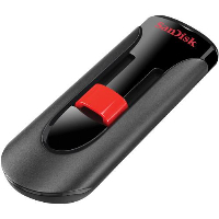 USB памет SanDisk Cruzer Glide, 64GB, USB 2.0, Черен-Червен