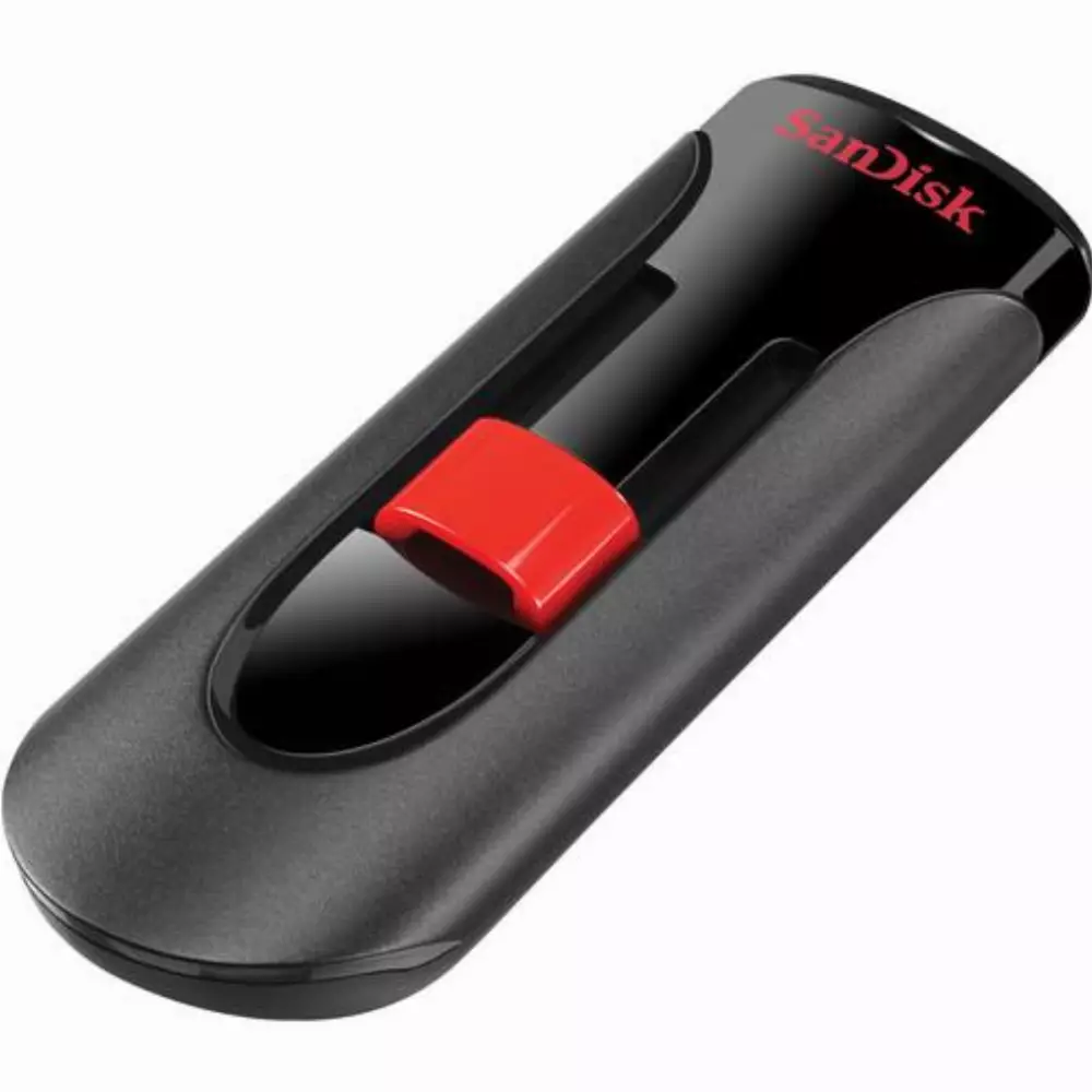USB памет SanDisk Cruzer Glide, 64GB, USB 2.0, Черен-Червен