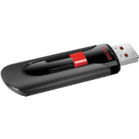 USB памет SanDisk Cruzer Glide, 64GB, USB 2.0, Черен-Червен