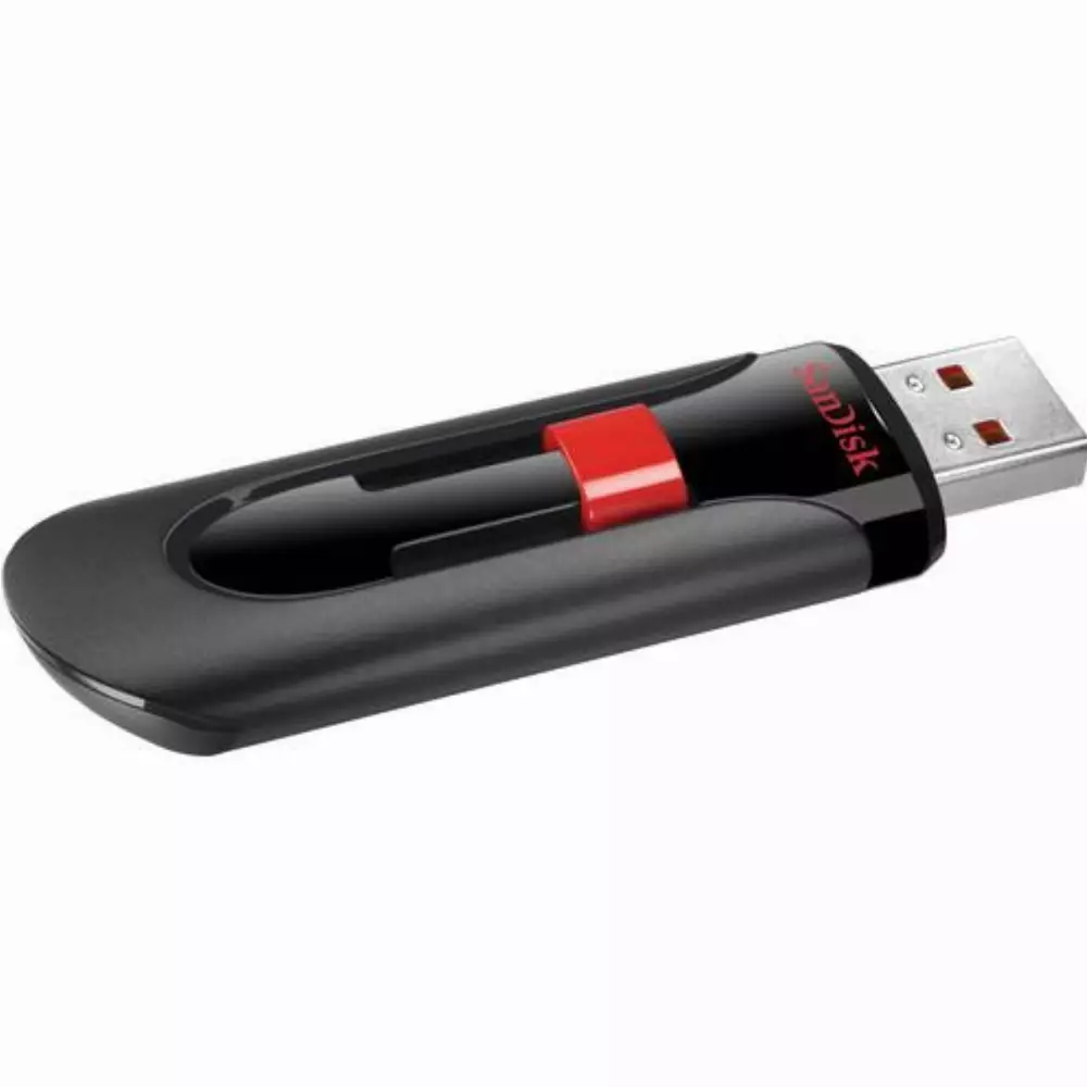USB памет SanDisk Cruzer Glide, 64GB, USB 2.0, Черен-Червен