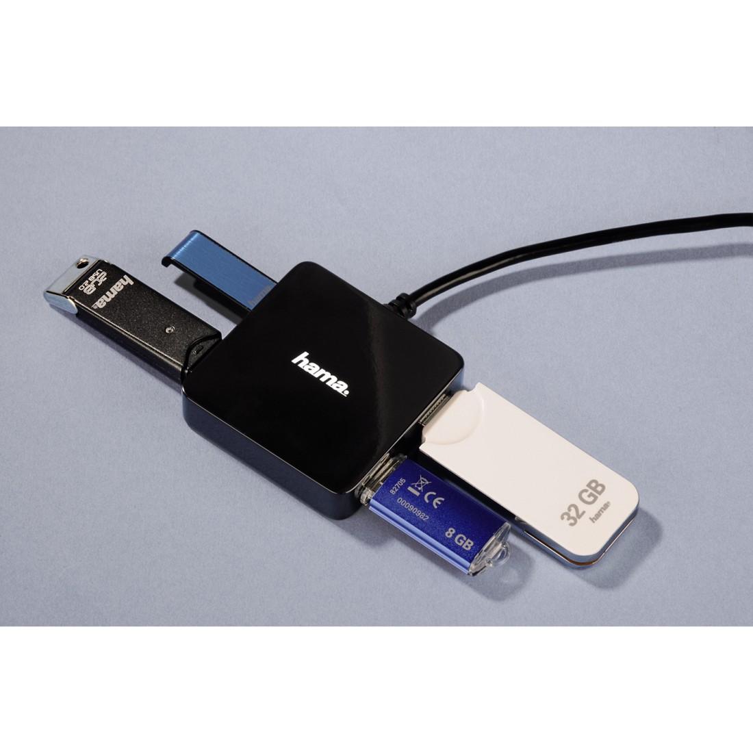 USB хъб HAMA, USB 2.0, 1:4, Черен