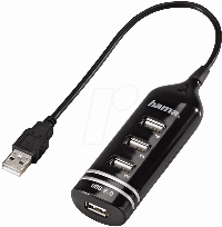 USB хъб HAMA, USB2.0, 1:4, Черен