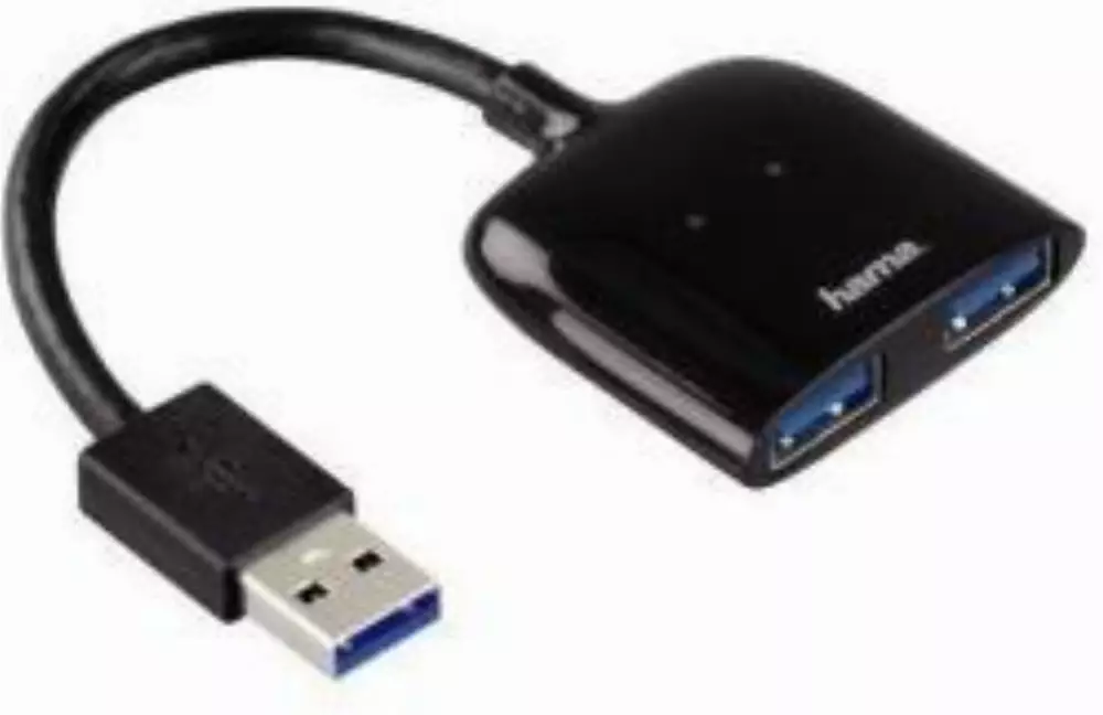 USB хъб HAMA "Мобилен", USB 3.0, 1:2, черен