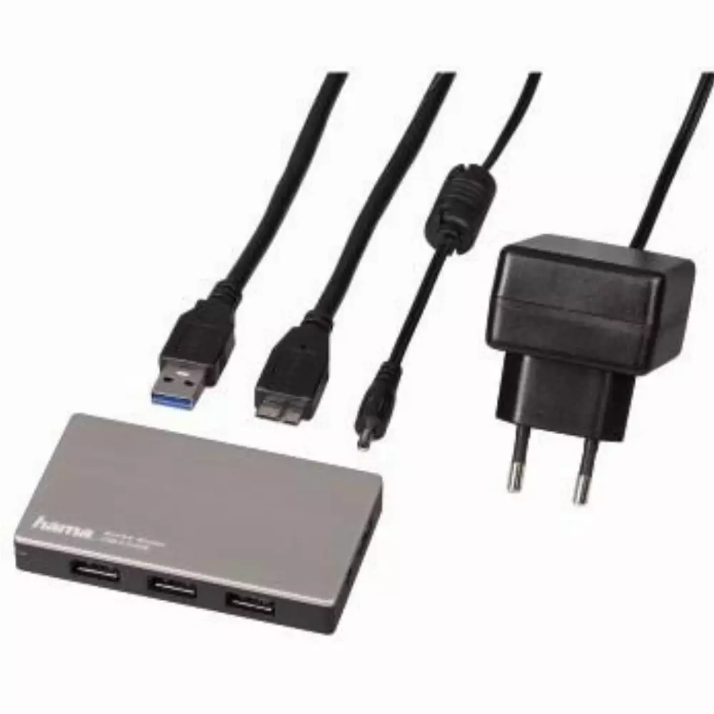 USB хъб със захранване HAMA, USB 3.0, 1:4, за ултрабуци/лаптопи