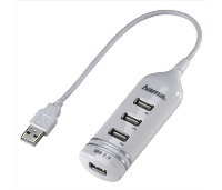 USB хъб HAMA, USB 2.0, 1:4, бял