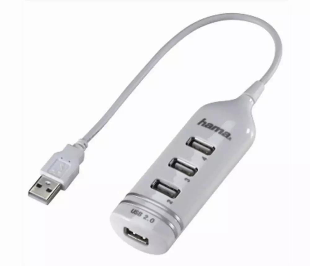 USB хъб HAMA, USB 2.0, 1:4, бял