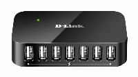 USB хъб D-Link DUB-H7/E със захранване, 7-порта, USB 2.0, Черен