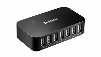 USB хъб D-Link DUB-H7/E със захранване, 7-порта, USB 2.0, Черен
