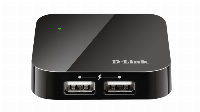 USB хъб D-Link DUB-H4/E със захранване, 4-порта, USB 2.0, Черен