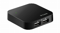 USB хъб D-Link DUB-H4/E със захранване, 4-порта, USB 2.0, Черен