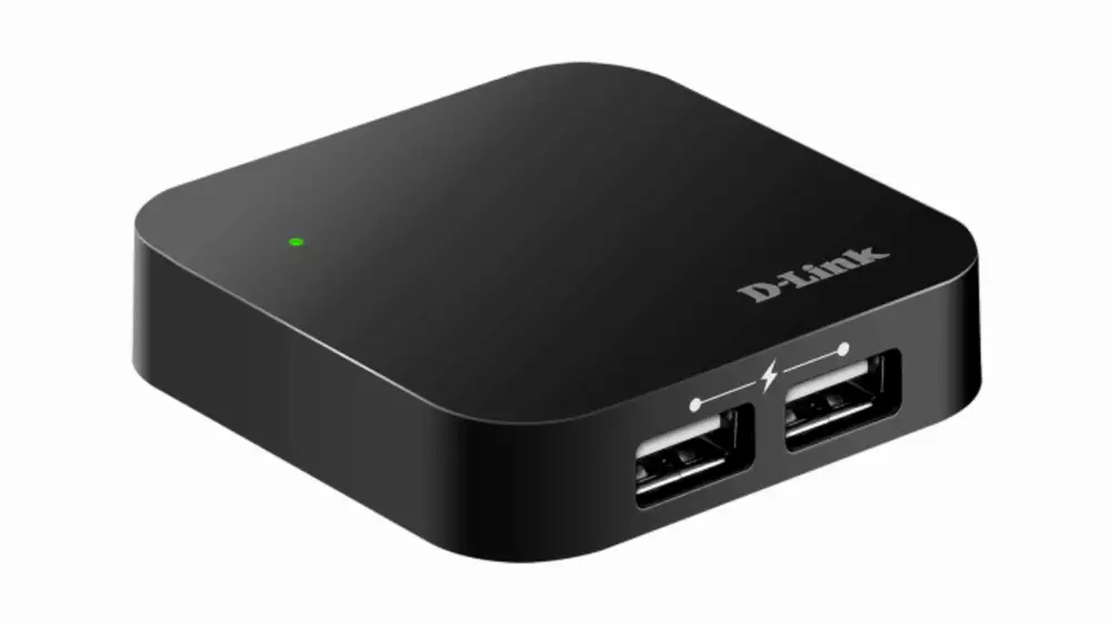 USB хъб D-Link DUB-H4/E със захранване, 4-порта, USB 2.0, Черен
