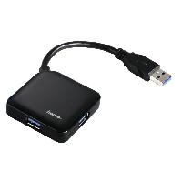 Хъб USB 3.0 HAMA 1:4, захранване, Черен