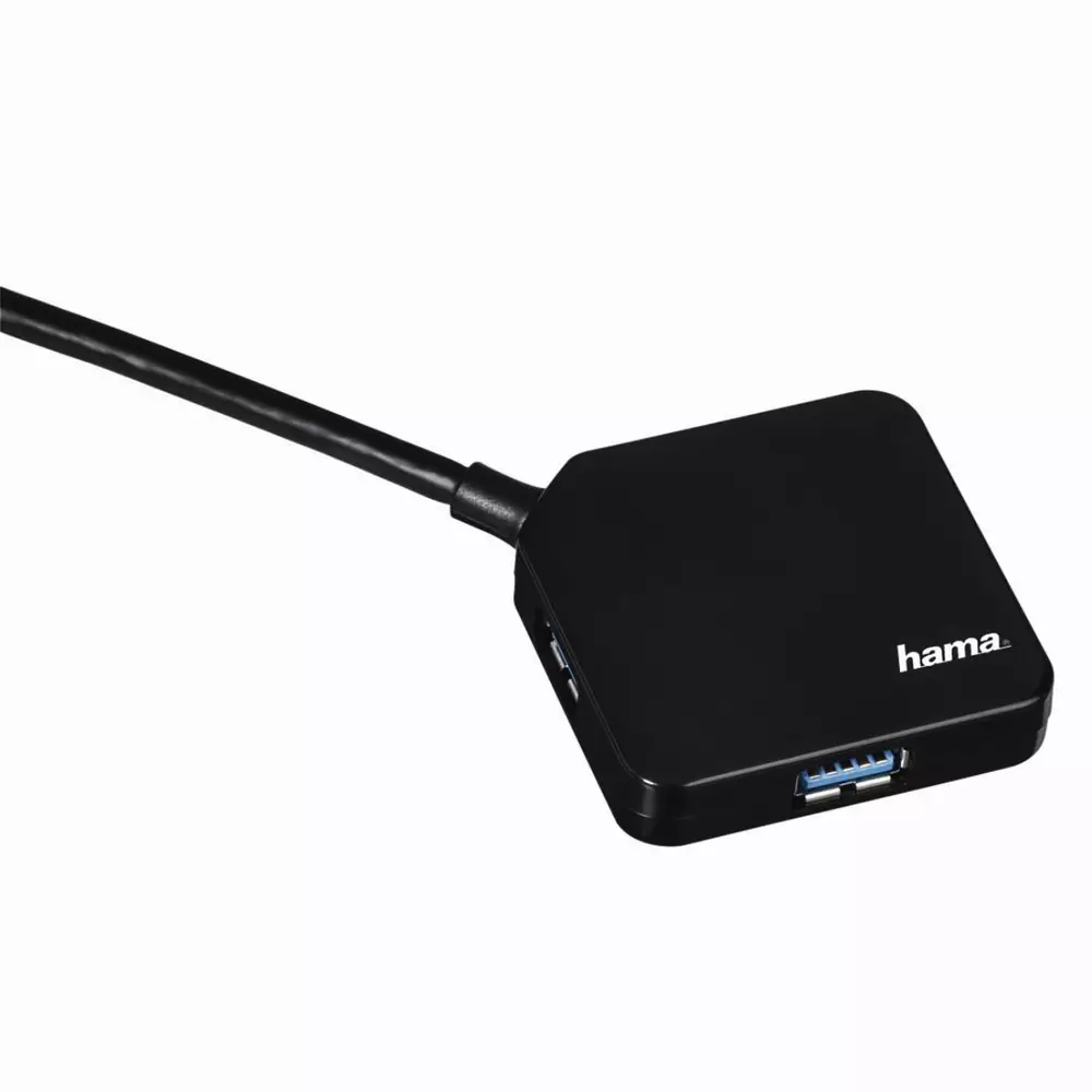 Хъб USB 3.0 HAMA 1:4, захранване, Черен