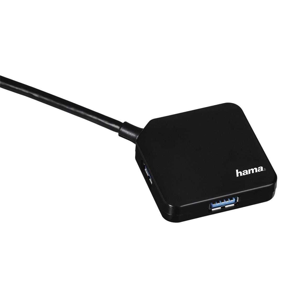 Хъб USB 3.0 HAMA 1:4, захранване, Черен