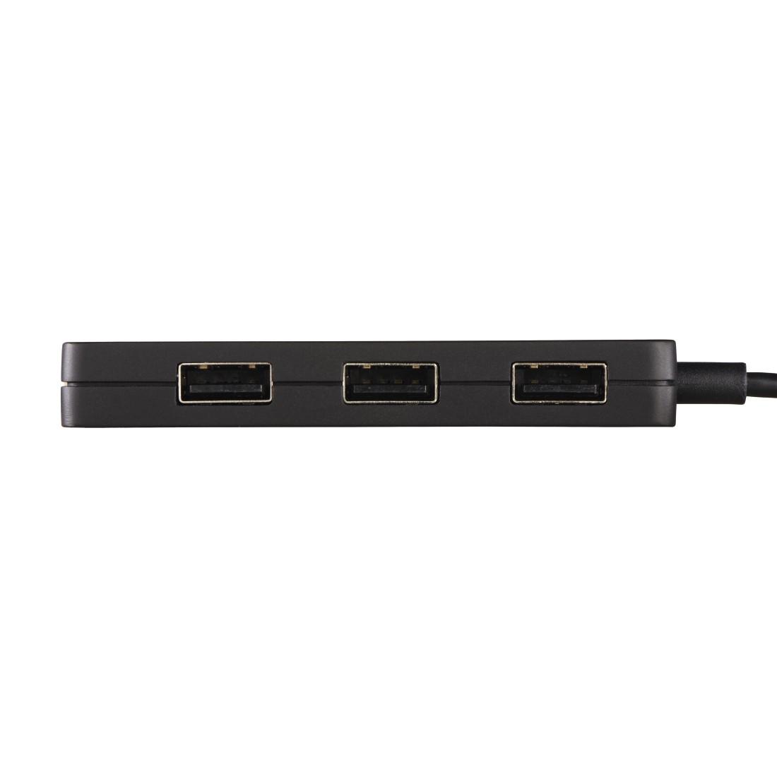 4-портов хъб USB 2.0 HAMA Slim, 4 x  USB-A, Bus-Powered, Черен