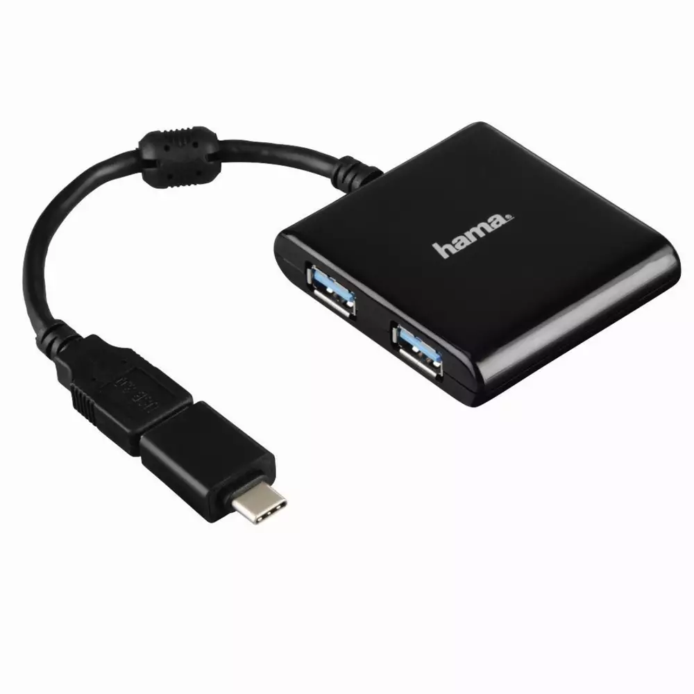 4-портов хъб USB 3.1  HAMA12325, USB-C адаптер, 4 x USB-A, bus-powered, Черен