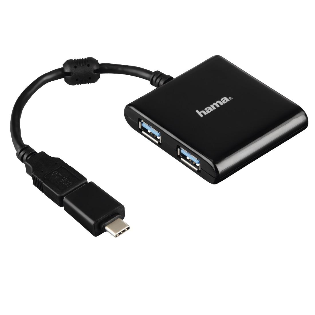 4-портов хъб USB 3.1  HAMA12325, USB-C адаптер, 4 x USB-A, bus-powered, Черен