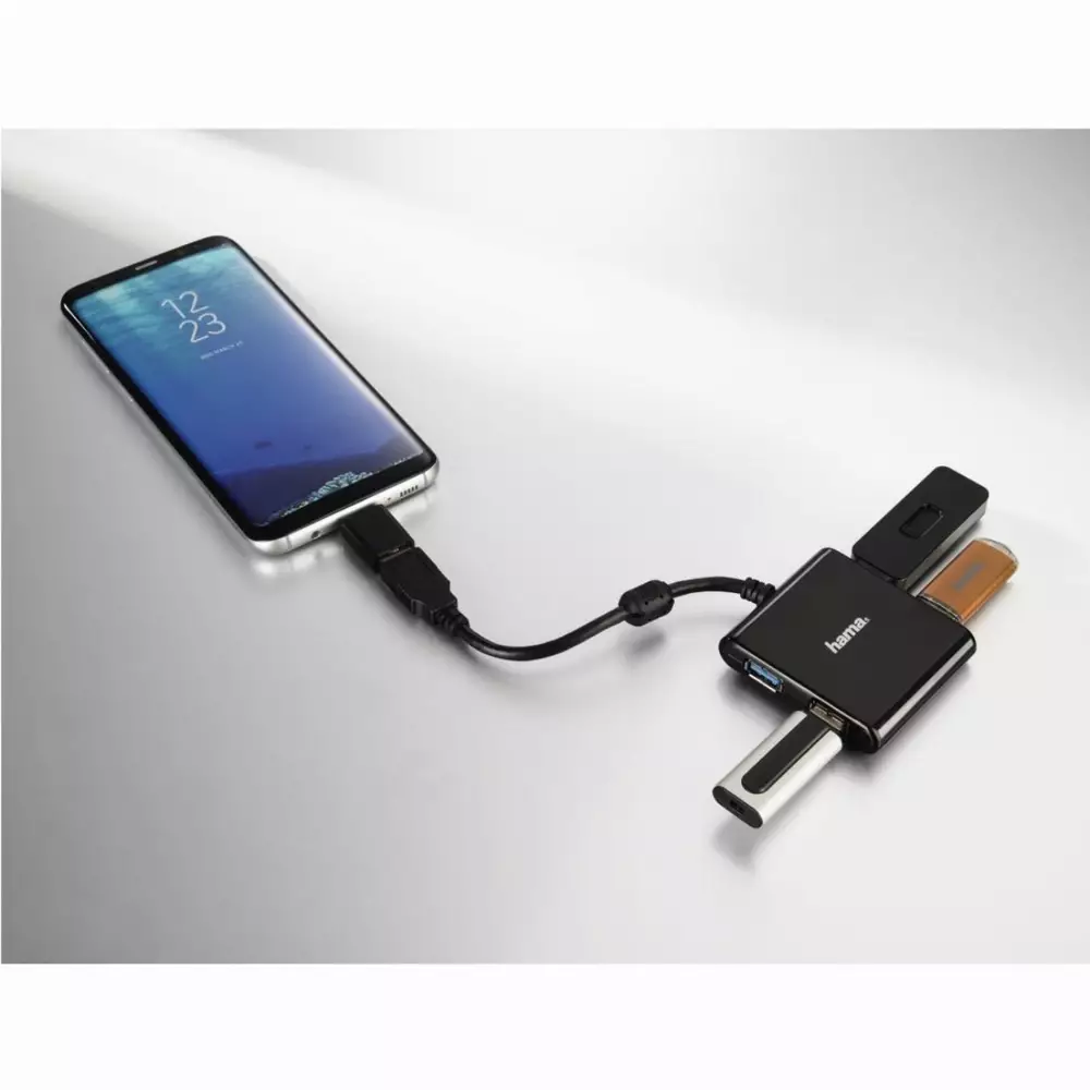 4-портов хъб USB 3.1  HAMA12325, USB-C адаптер, 4 x USB-A, bus-powered, Черен