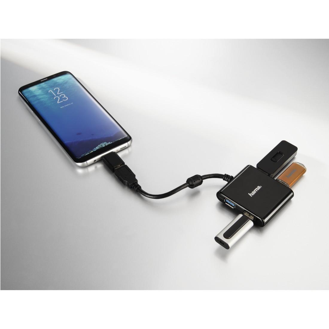4-портов хъб USB 3.1  HAMA12325, USB-C адаптер, 4 x USB-A, bus-powered, Черен