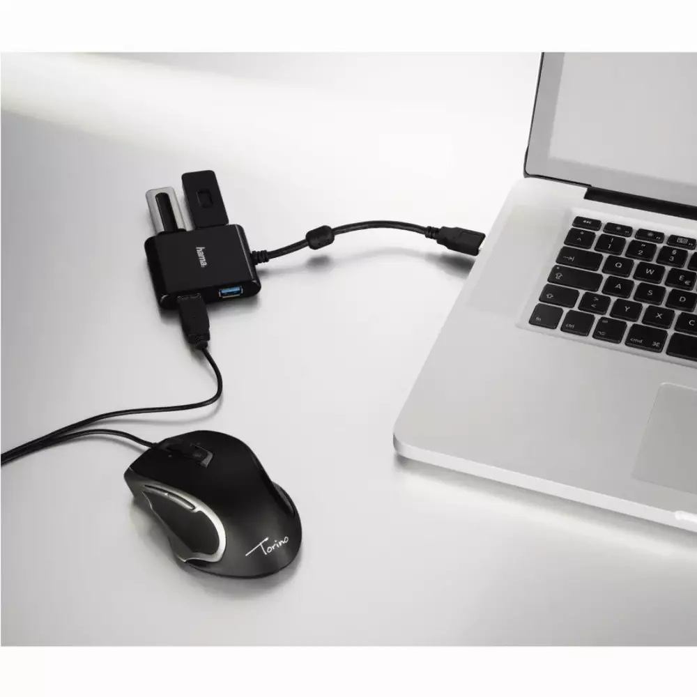 4-портов хъб USB 3.1  HAMA12325, USB-C адаптер, 4 x USB-A, bus-powered, Черен