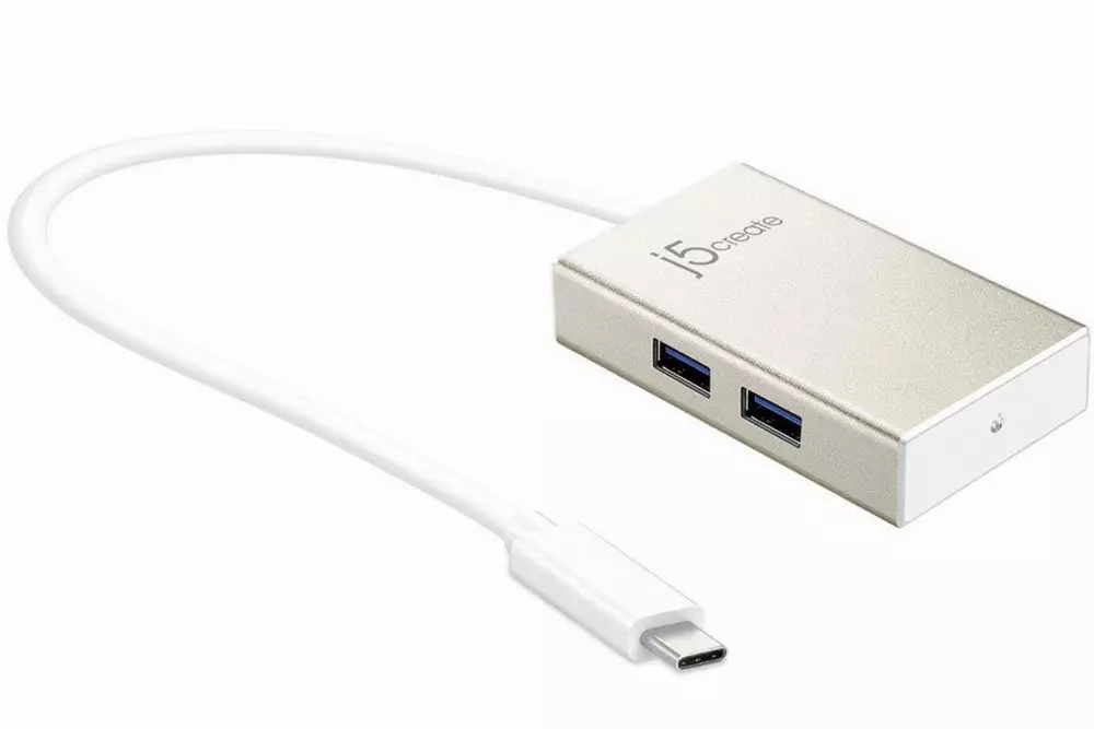 Хъб j5Create JCH343 USB-C 4-портов хъб USB 3.0, бял