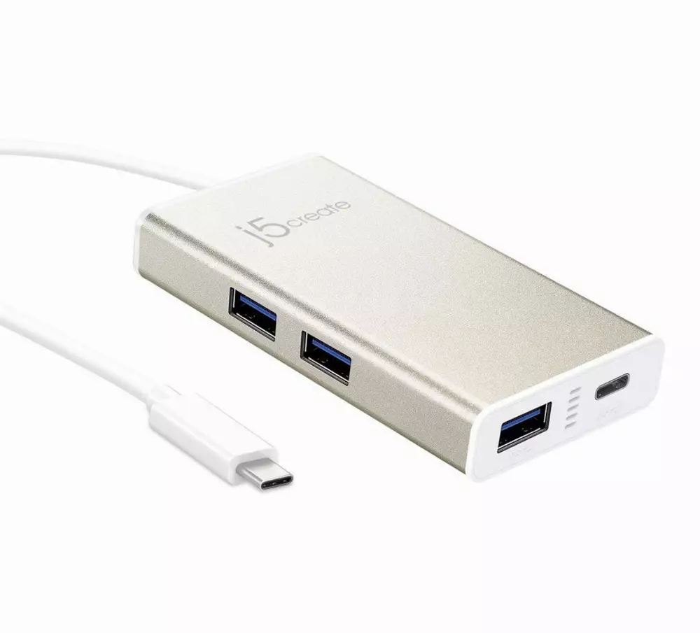 4-портов хъб USB-C j5Create JCH346, 2 x USB-A, 2 x USB-C, PD 2.0