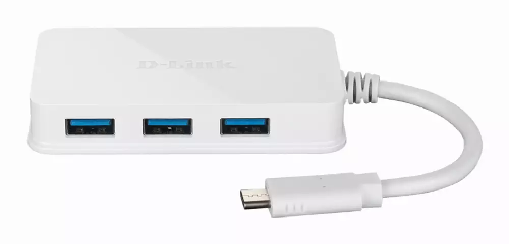 USB - C Хъб D-Link DUB-H410, 4-порта, USB 3.0, бял