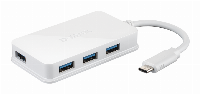 USB - C Хъб D-Link DUB-H410, 4-порта, USB 3.0, бял