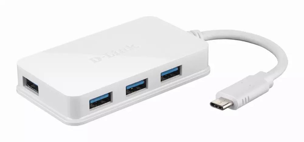 USB - C Хъб D-Link DUB-H410, 4-порта, USB 3.0, бял