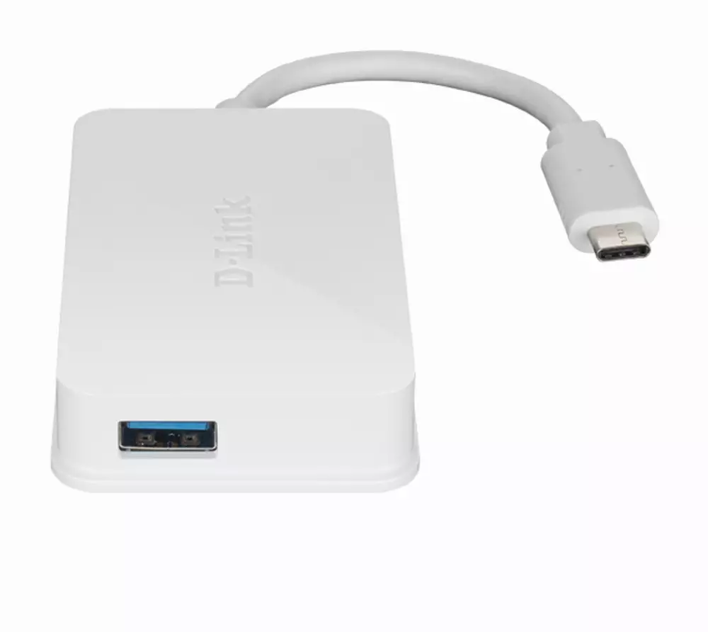 USB - C Хъб D-Link DUB-H410, 4-порта, USB 3.0, бял