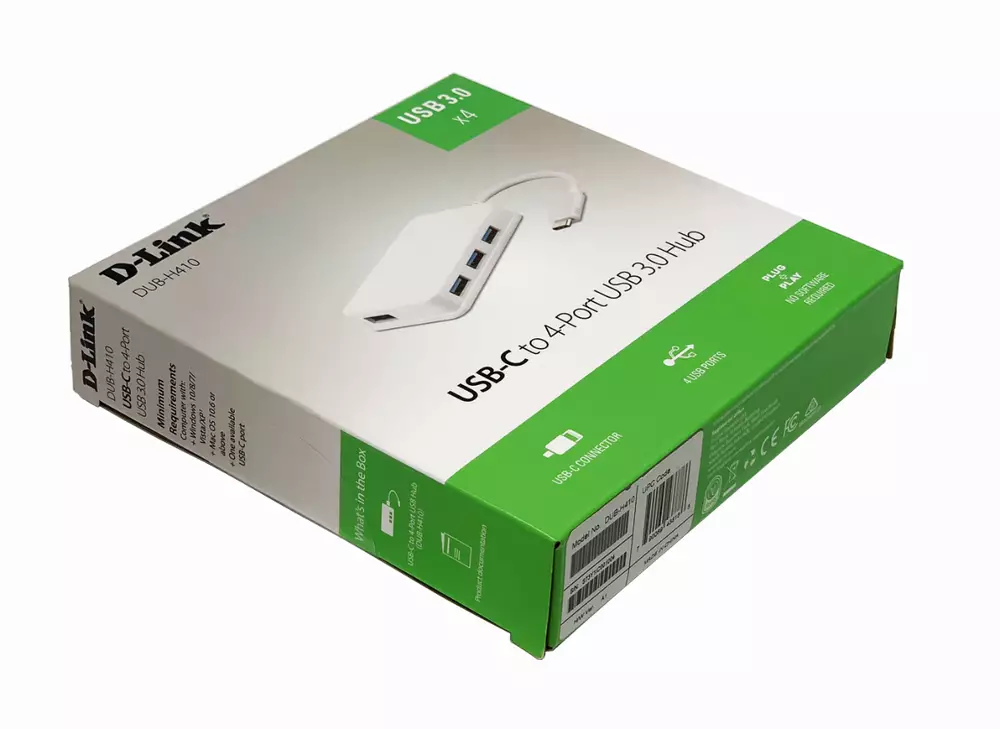 USB - C Хъб D-Link DUB-H410, 4-порта, USB 3.0, бял