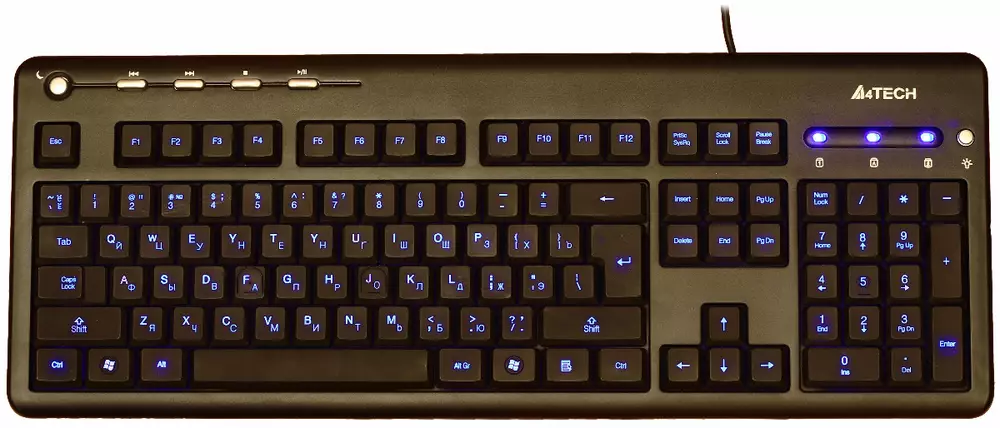 Мултимедийна клавиатура A4tech, KD-126-1, USB със синя LED подсветка