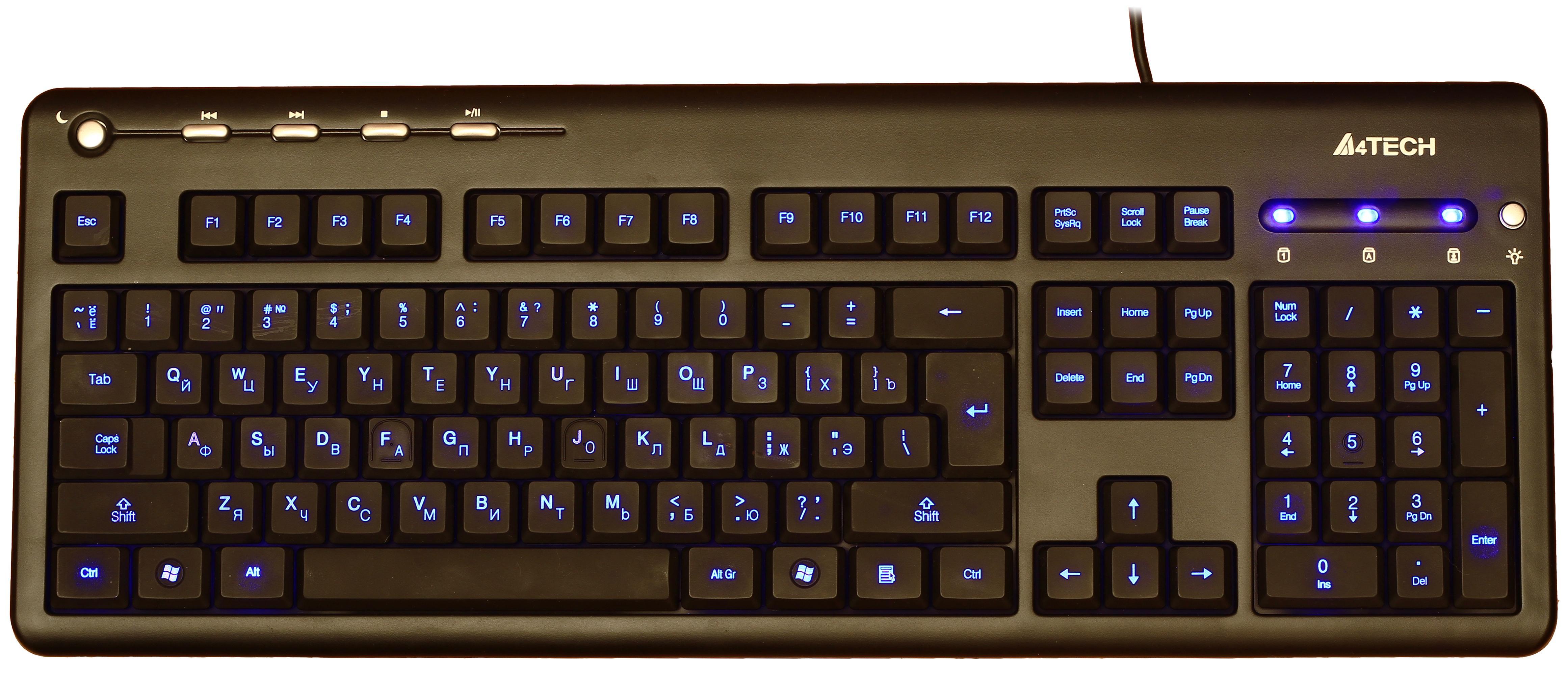 Мултимедийна клавиатура A4tech, KD-126-1, USB със синя LED подсветка